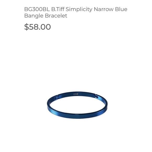 B.Tiff Simplicity Narrow Blue Bangle Bracelet 6.5-7” Circumference (Retail $58) - Picture 12 of 12